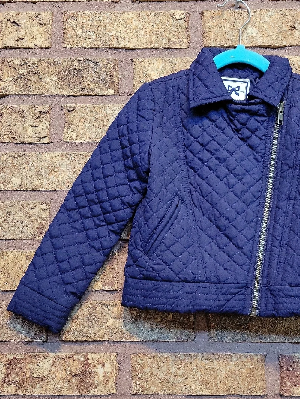 Gymboree Quilted Asymmetrical Zip Navy Jacket Size XS